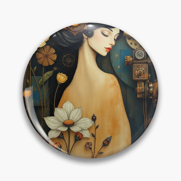 Item preview, Lady in a Beautiful Flower Garden painting inspired by Gustav Klimt designed and sold by Vintage Designs +.