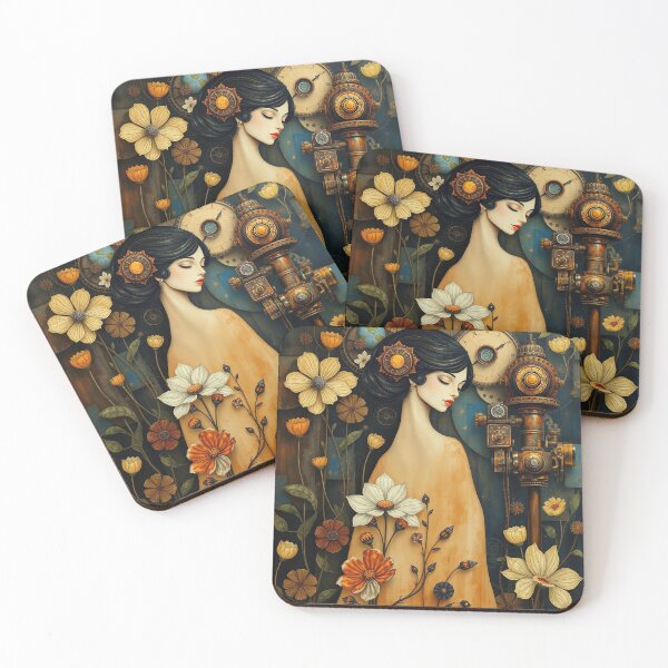 Item preview, Lady in a Beautiful Flower Garden painting inspired by Gustav Klimt designed and sold by Vintage Designs +.