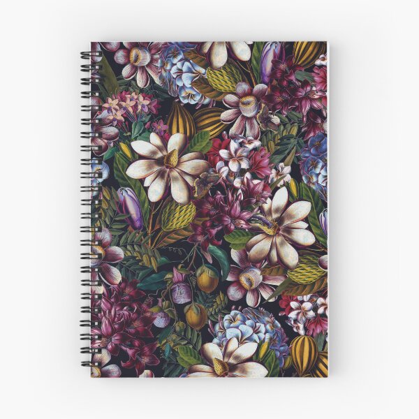Item preview, Vintage Tropical Flowers Midnight Nightforest Garden Pattern designed and sold by UtArt.
