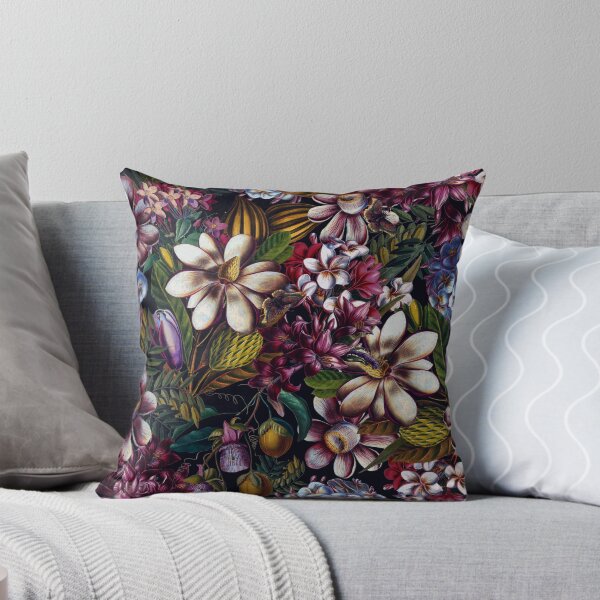 Item preview, Vintage Tropical Flowers Midnight Nightforest Garden Pattern designed and sold by UtArt.