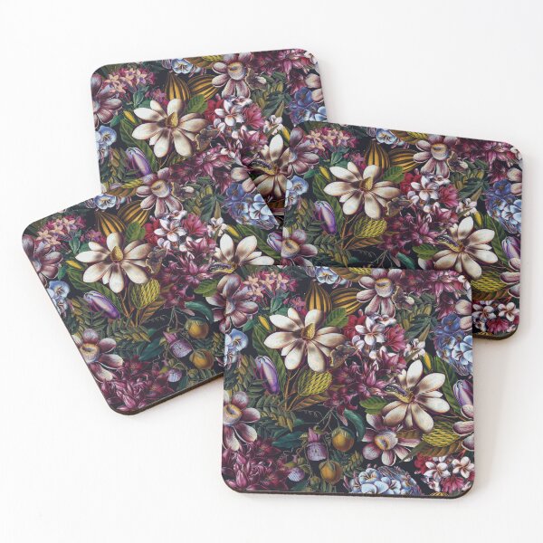 Item preview, Vintage Tropical Flowers Midnight Nightforest Garden Pattern designed and sold by UtArt.