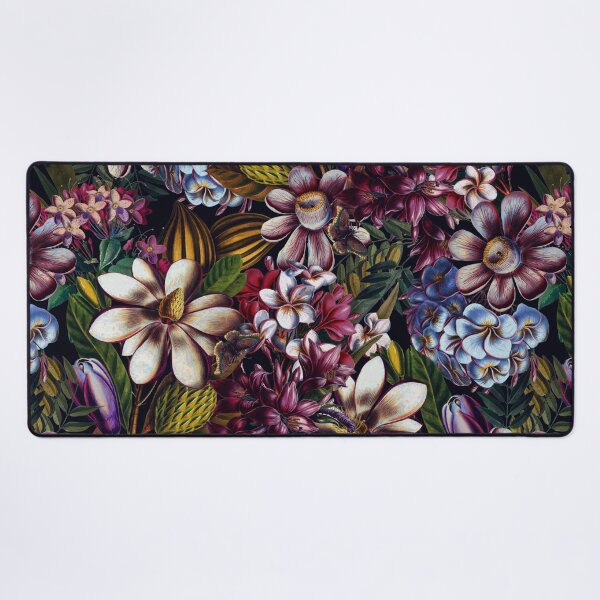 Item preview, Vintage Tropical Flowers Midnight Nightforest Garden Pattern designed and sold by UtArt.
