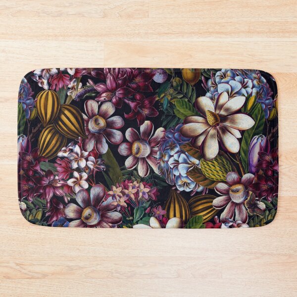 Item preview, Vintage Tropical Flowers Midnight Nightforest Garden Pattern designed and sold by UtArt.