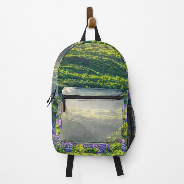 Item preview, Mountain Landscape with Lupine Fields and Misty Valleys designed and sold by regnumsaturni.