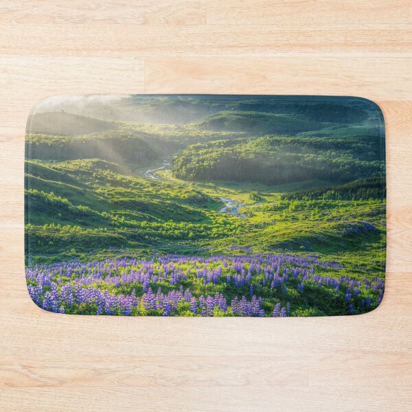 Item preview, Mountain Landscape with Lupine Fields and Misty Valleys designed and sold by regnumsaturni.