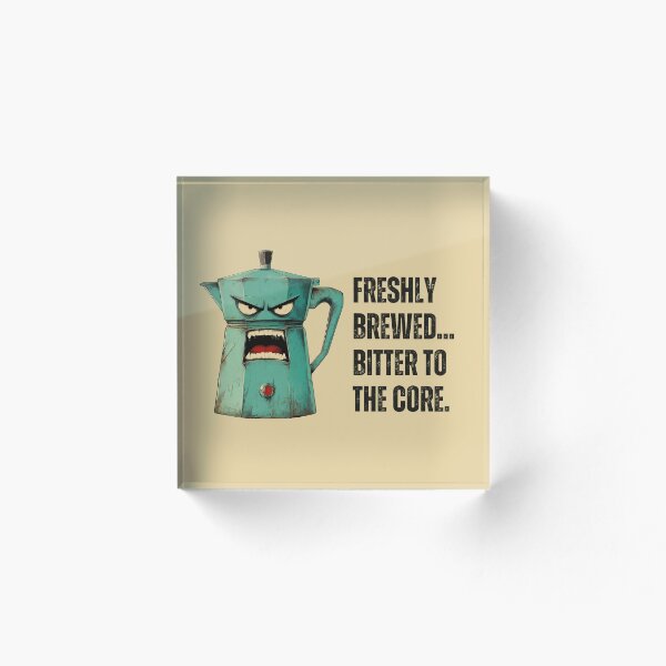 Aperçu de l'œuvre Fraîchement infusé... amer au cœur | Cafetière Moka rétro en colère créée et vendue par RoseoftheWild.