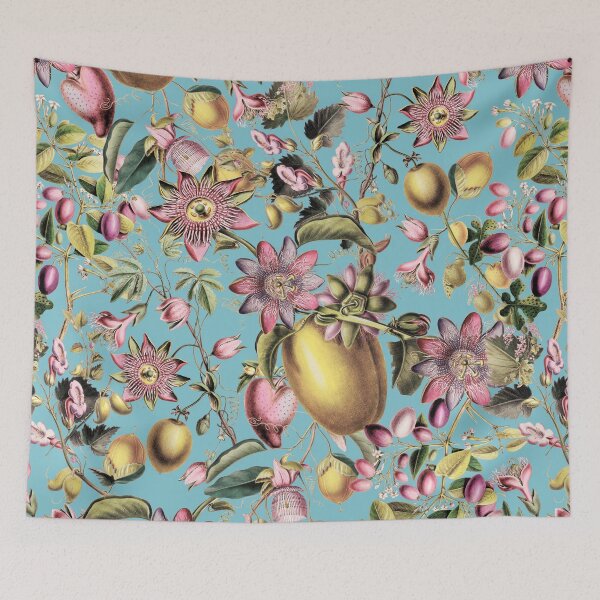 Item preview, Midnight Vintage Exotic Flower Nightgarden Pattern - Sepia Turquoise designed and sold by UtArt.