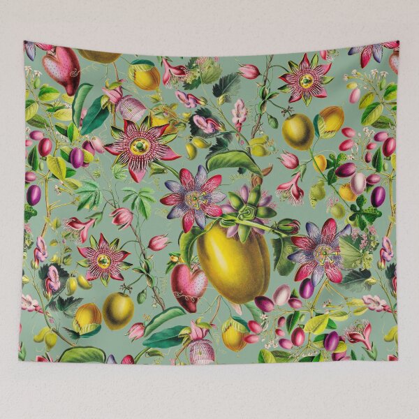 Item preview,  Midnight Vintage Exotic Flower Nightgarden Pattern - Green designed and sold by UtArt.