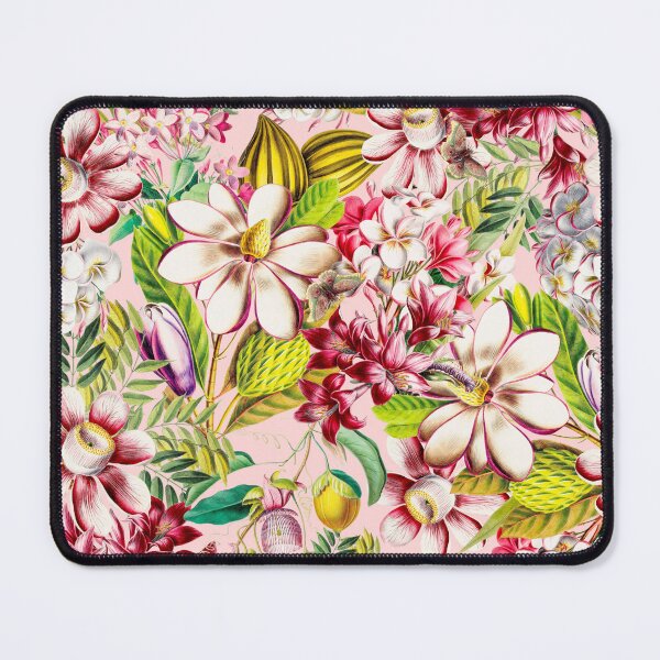 Item preview, Vintage Tropical Flowers Midnight Nightforest Garden Pattern - BLush Pink designed and sold by UtArt.