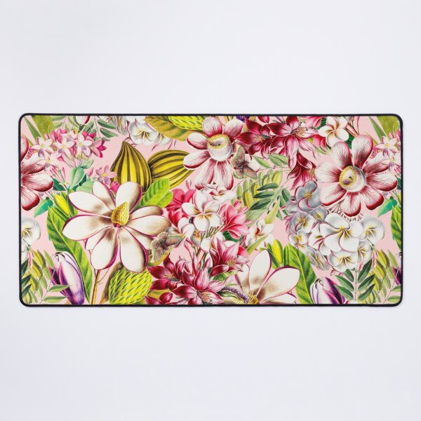 Item preview, Vintage Tropical Flowers Midnight Nightforest Garden Pattern - BLush Pink designed and sold by UtArt.
