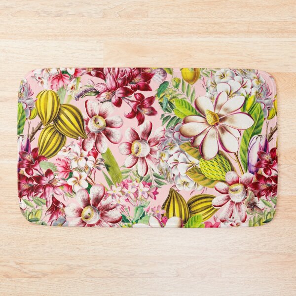 Item preview, Vintage Tropical Flowers Midnight Nightforest Garden Pattern - BLush Pink designed and sold by UtArt.