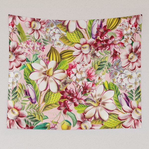 Item preview, Vintage Tropical Flowers Midnight Nightforest Garden Pattern - BLush Pink designed and sold by UtArt.