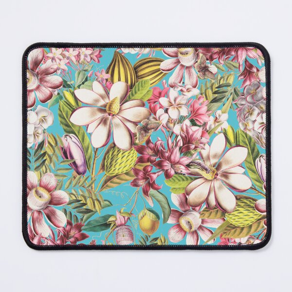 Item preview, Vintage Tropical Flowers Midnight Nightforest Garden Pattern - Turquoise designed and sold by UtArt.