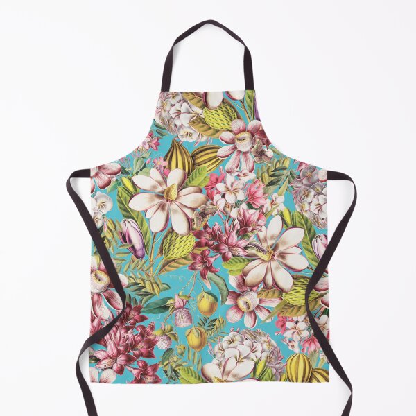 Item preview, Vintage Tropical Flowers Midnight Nightforest Garden Pattern - Turquoise designed and sold by UtArt.
