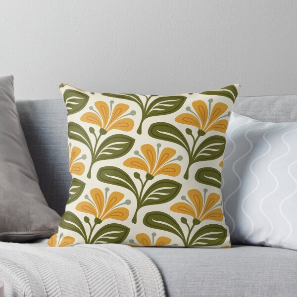 Item preview, KF 0352 D - Vintage Retro Daisy 70s Floral Pattern in Yellow Green Cream designed and sold by KhakiFinch.