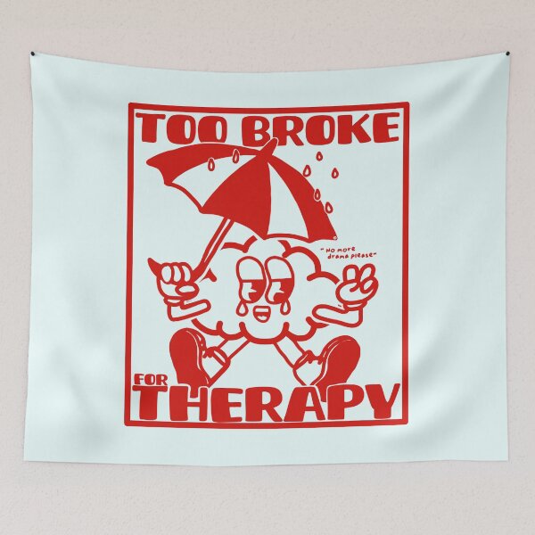 Item preview, Too broke for therapy - retro mascot illustration designed and sold by petiteToulon.