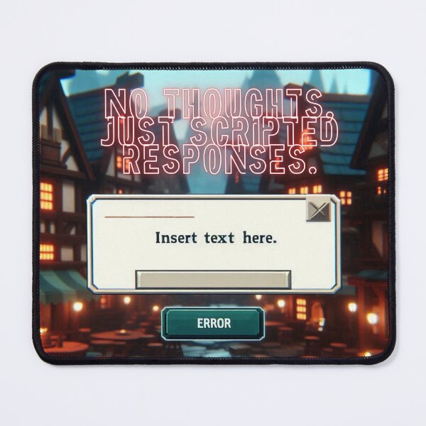 Item preview, NPC Vibes - No Thoughts, just scripted Responses. designed and sold by nature. electrified..