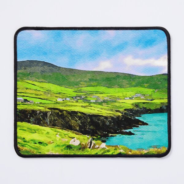 Item preview, Vibrant watercolor of Coumeenoole's landscape on Dingle Peninsula, Ireland coastline designed and sold by GestaltImagery.