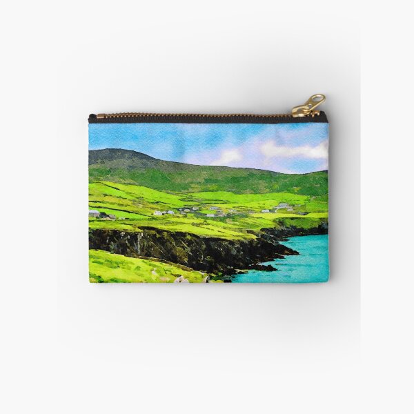 Item preview, Vibrant watercolor of Coumeenoole's landscape on Dingle Peninsula, Ireland coastline designed and sold by GestaltImagery.