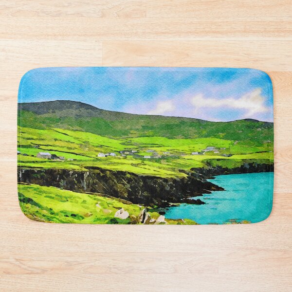 Item preview, Vibrant watercolor of Coumeenoole's landscape on Dingle Peninsula, Ireland coastline designed and sold by GestaltImagery.
