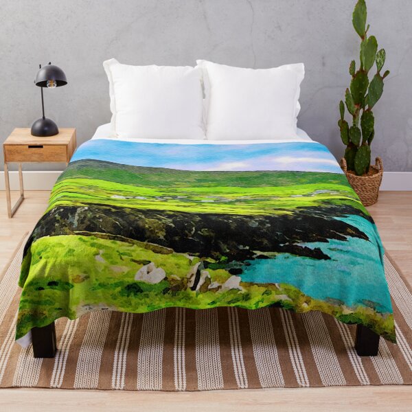 Item preview, Vibrant watercolor of Coumeenoole's landscape on Dingle Peninsula, Ireland coastline designed and sold by GestaltImagery.