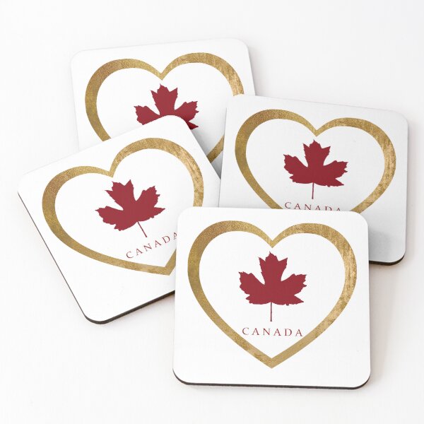 Item preview, Canada Love Red Maple Leaf in Gold and White Heart designed and sold by Star58.