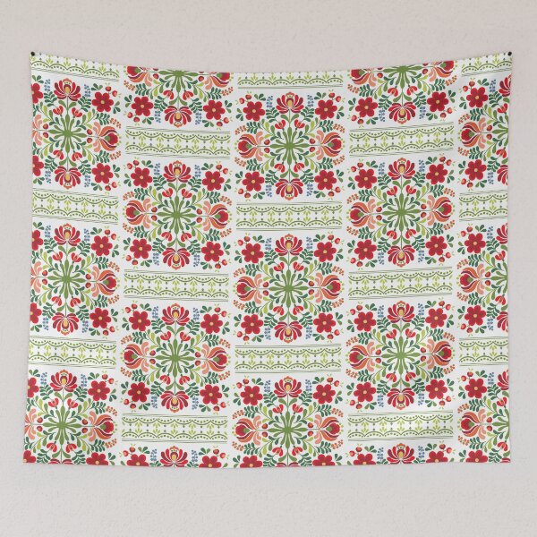 Item preview, Hungarian Folk Design Red and Pink designed and sold by Barbara Pixton.