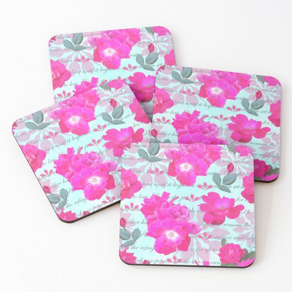Item preview, Rose Water Recipe Pink Roses on Cyan c3feff designed and sold by Art in My Loft.