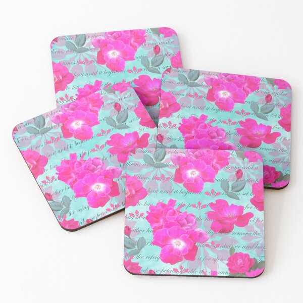 Item preview, Rose Water Recipe Pink Roses on Cyan 85feff designed and sold by Art in My Loft.