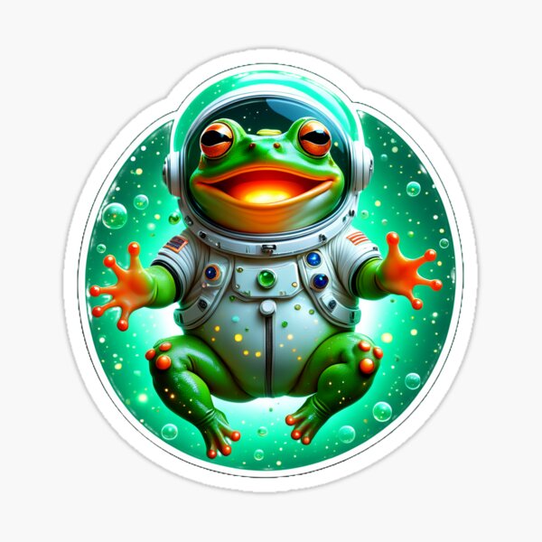 Aperçu de l'œuvre Space Frog : Explorateur cosmique des amphibiens créée et vendue par Dream-Scape-Art.