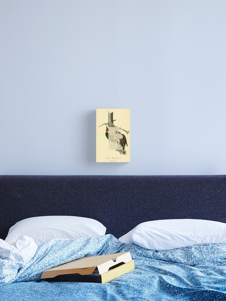 Thumbnail 2 of 3, Canvas Print, Bird Divination: Lewis's Woodpecker (almanacofbirds.org) designed and sold by mariapopova.