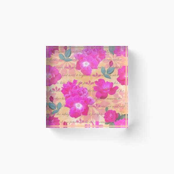 Item preview, Rose Water Recipe Pink Roses on Orange ffc689 designed and sold by Art in My Loft.