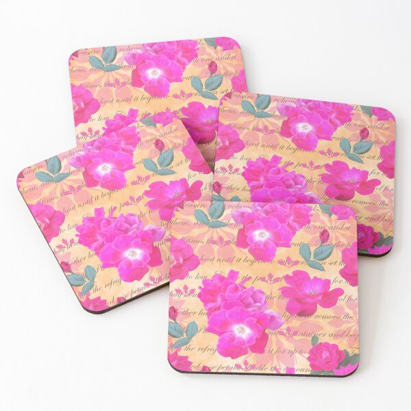 Item preview, Rose Water Recipe Pink Roses on Orange ffc689 designed and sold by Art in My Loft.