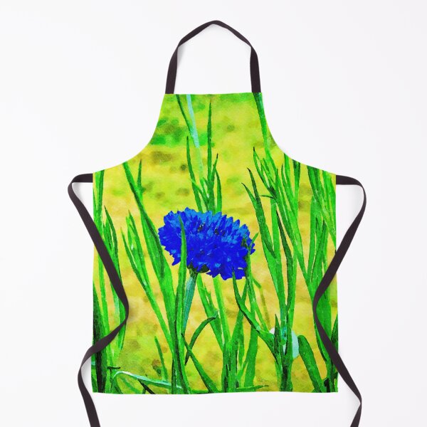Item preview, Vibrant watercolor painting of a cornflower in lush green foliage designed and sold by GestaltImagery.