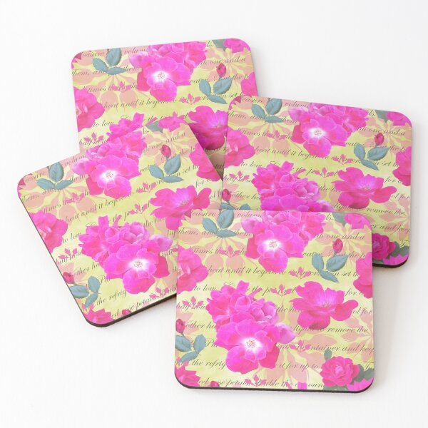 Item preview, Rose Water Recipe Pink Roses on Yellow Green e2e186 designed and sold by Art in My Loft.