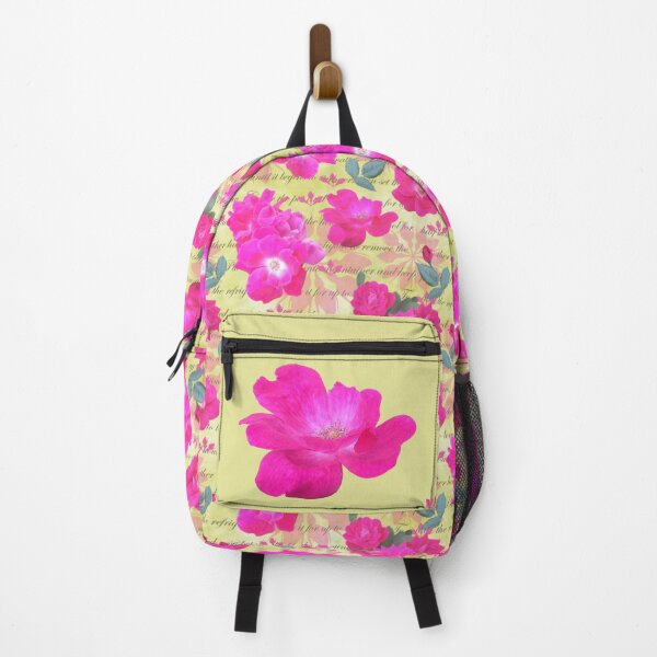 Item preview, Rose Water Recipe Pink Roses on Yellow Green e6e599 designed and sold by Art in My Loft.