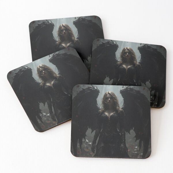 Item preview, A dark angel with tattered black wings designed and sold by Velvet Night Art.