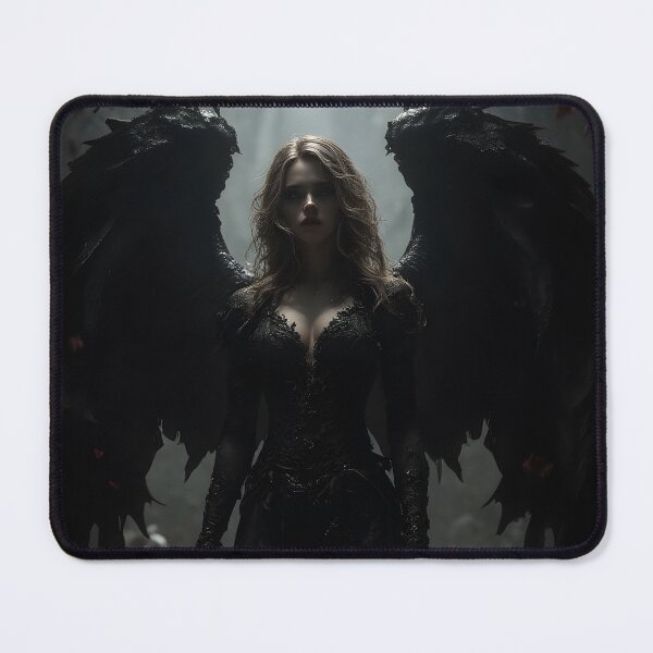 Item preview, A dark angel with tattered black wings designed and sold by Velvet Night Art.