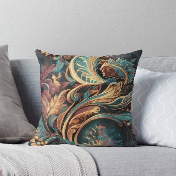 Item preview, Luxury Baroque Paisley Wall Art – Gold & Teal Ornamental Decorative Print designed and sold by NSB-Design.