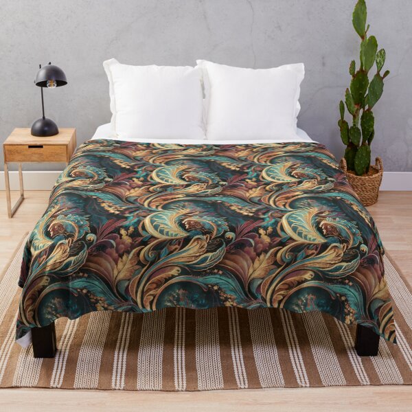 Item preview, Luxury Baroque Paisley Wall Art – Gold & Teal Ornamental Decorative Print designed and sold by NSB-Design.