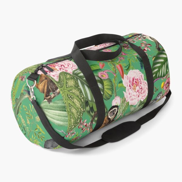 Item preview, Vintage Tropical Flowers And Monkeys Midnight Nightforest Garden Pattern - green designed and sold by UtArt.