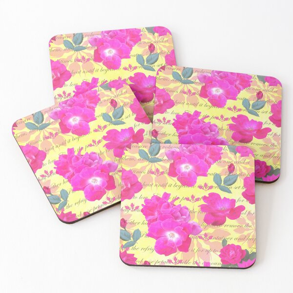 Item preview, Rose Water Recipe Pink Roses on Yellow  ffffa0 designed and sold by Art in My Loft.