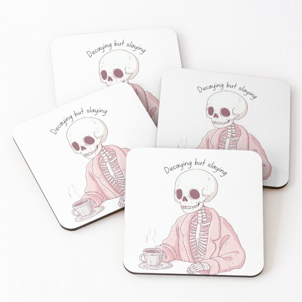 Item preview, Dark Humor Coffee Skeleton | Decaying but Slaying | Funny Quotes Stickers and Shirts designed and sold by Envision Designs.