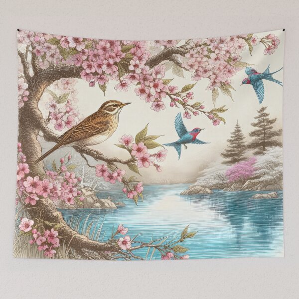 Item preview, Sakura Nightingales' Lake Reverie designed and sold by inkNext.