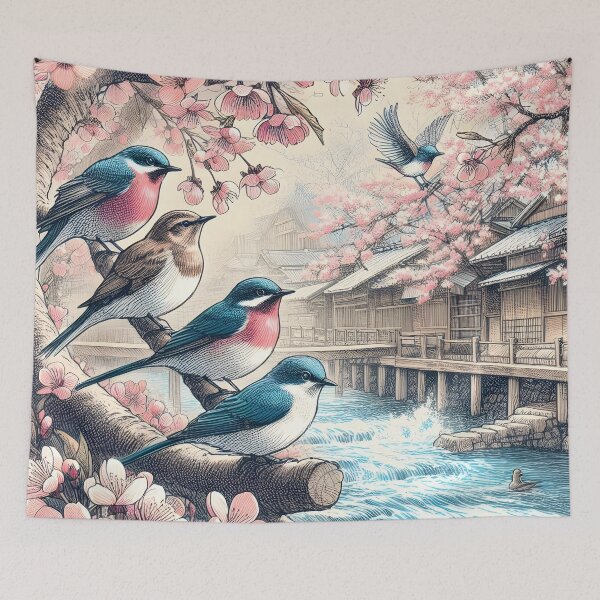 Item preview, Sakura Nightingales' River Sanctuary designed and sold by inkNext.