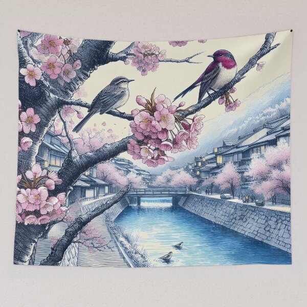 Item preview, Sakura Nightingales' River Bliss designed and sold by inkNext.