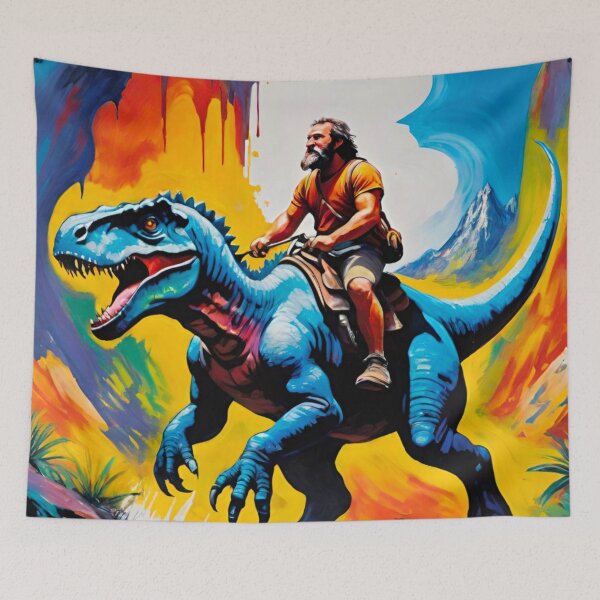 Item preview, Jurassic Era Human Riding a Dinosaur – Primal Power designed and sold by GrizzlyCollective.
