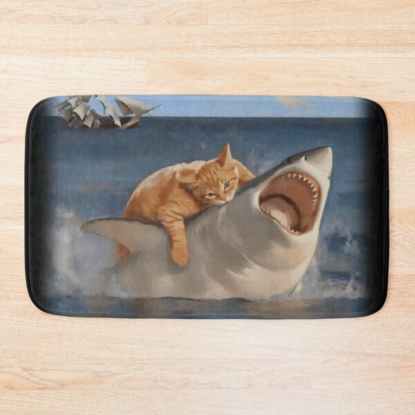 Item preview, Orange Kitty Attacking Great White Shark Nom Nom designed and sold by WigOutlet.