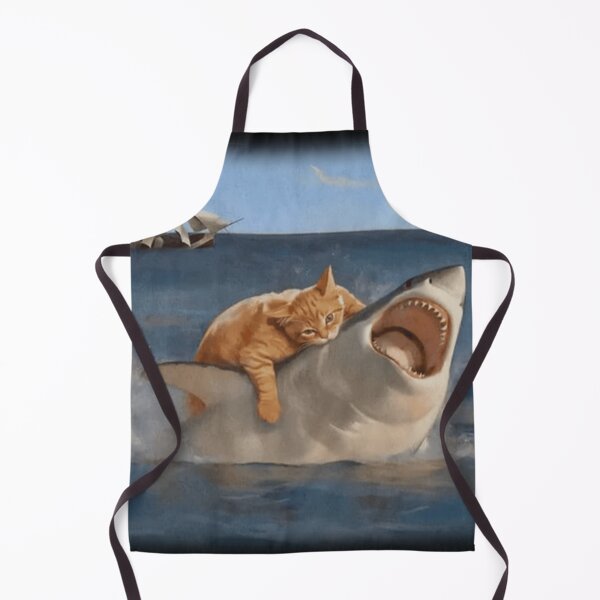 Item preview, Orange Kitty Attacking Great White Shark Nom Nom designed and sold by WigOutlet.