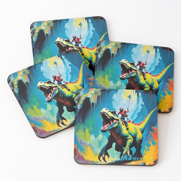 Item preview, Primal Warrior Riding a Dinosaur – A Prehistoric Legend designed and sold by GrizzlyCollective.